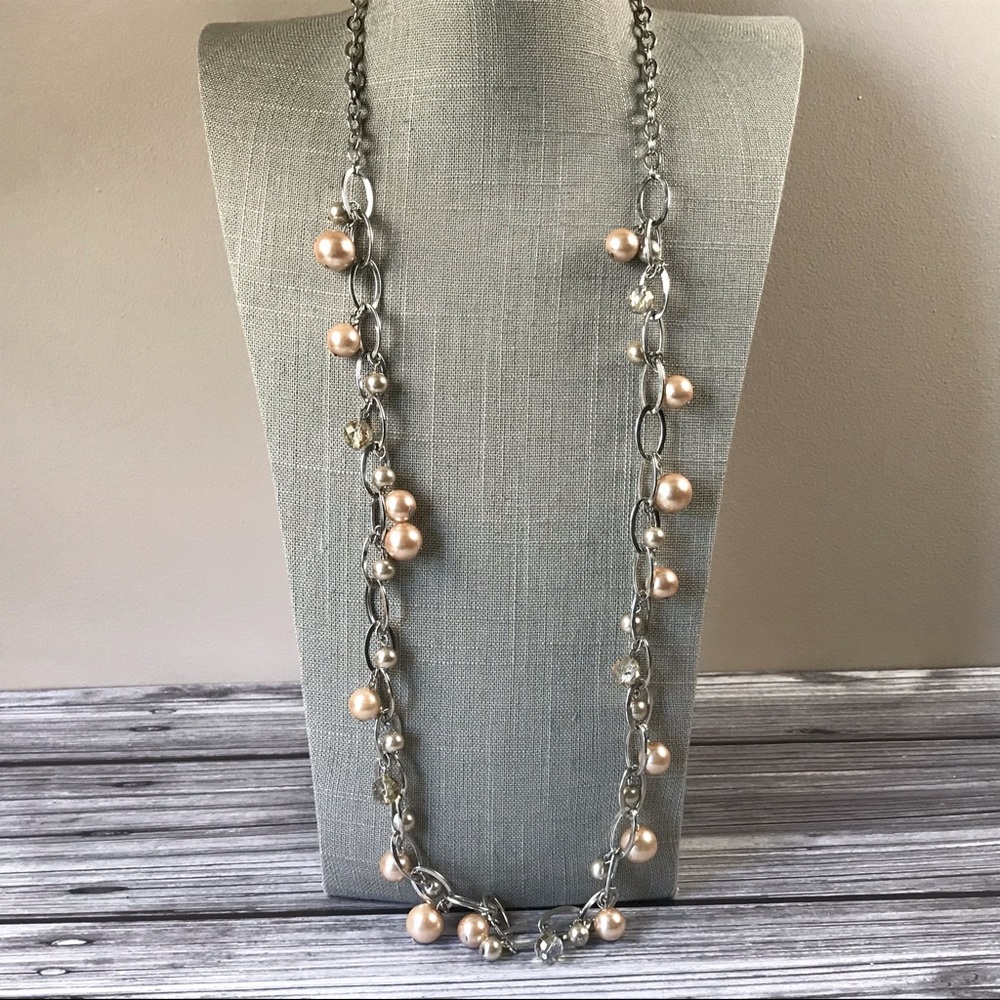 Champagne faux pearl lane Bryant silver necklace